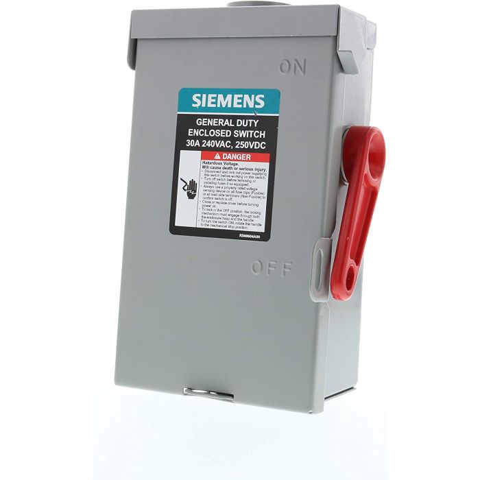 Siemens GF321NRA Fused General Duty Safety Switch, 3 Pole, 4 Wire, 240 V, 30 A, Outdoor Enclosure