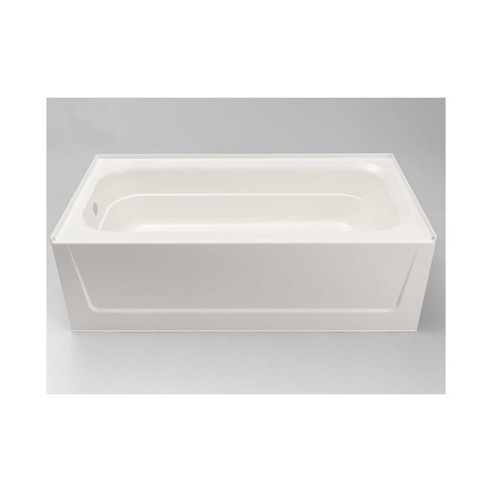Mustee T6030L-AFD Topaz Bathtub, 30''x60'', Fiberglass, White, Left Hand Above Floor Drain