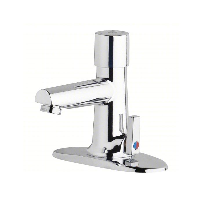 Chicago Faucets 3502-4E2805ABCP Straight Spout Bathroom Faucet: 3502, Single-Post, Cast Brass