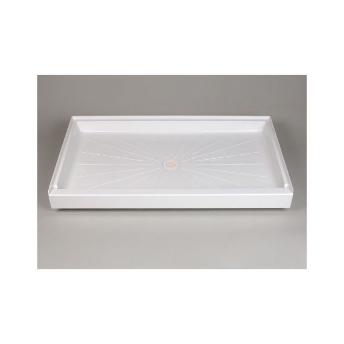 Mustee 3460M Rectangular Single Threshold Shower Floor, DuraBase®, White, 34 in Lx60 in W, Domestic