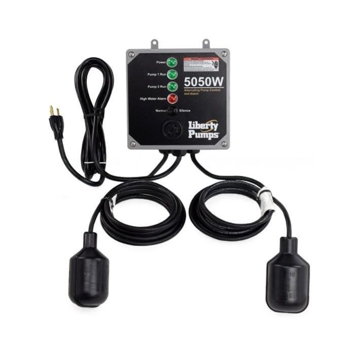 Liberty Pumps 5050W Indoor Duplex Sump Pump Control w/ Wide Angle Floats, 10ft cord, 115V, up to 1HP (15A)