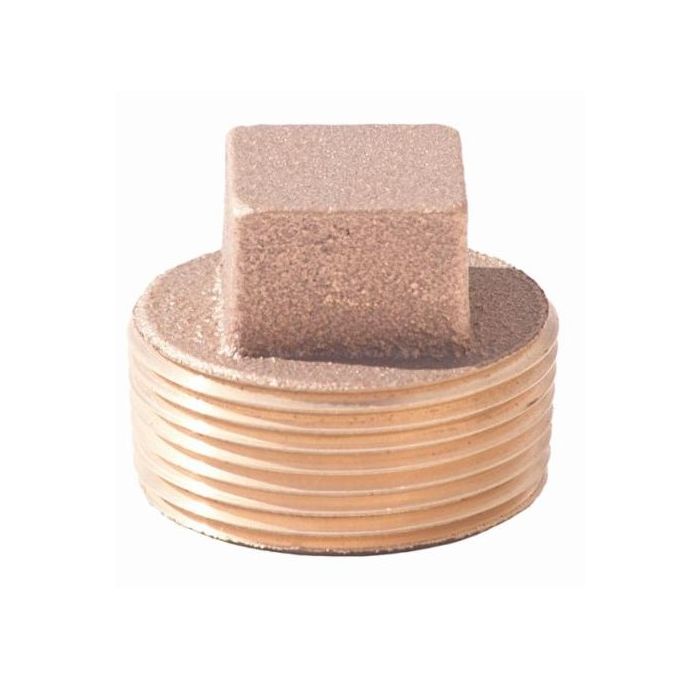 Brass Ftg XNL117-32 Cored Square Head Plug, 2 in Nominal, MNPT End Style, 125 lb, Brass, Rough, Import