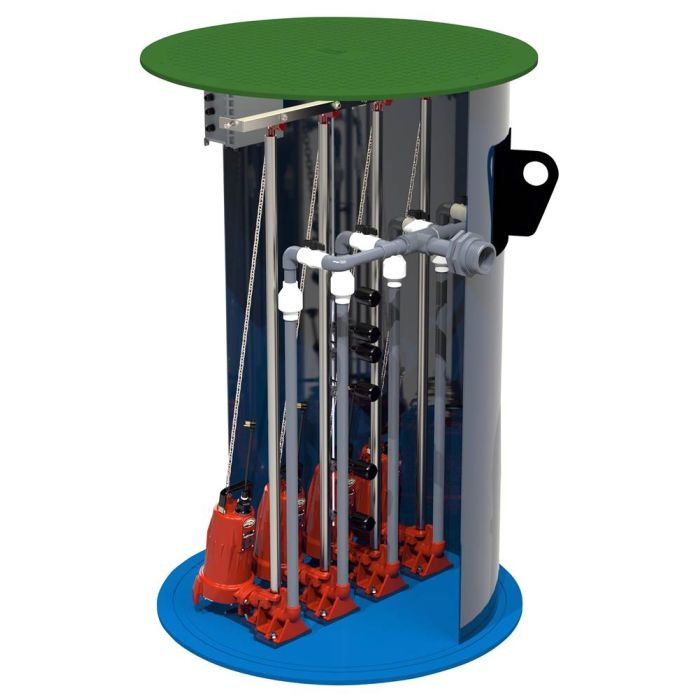 Liberty Pumps Q4884LSGX204-24 2 hp, Two-Stage Quadplex Grinder Package, 3PH, 440-480V, 3''