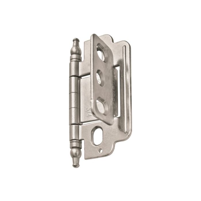 Amerock PK3180TMG10 3/4 in (19 mm) Full Inset Partial Wrap Minaret Tip Cabinet Hinge Satin Nickel Finish