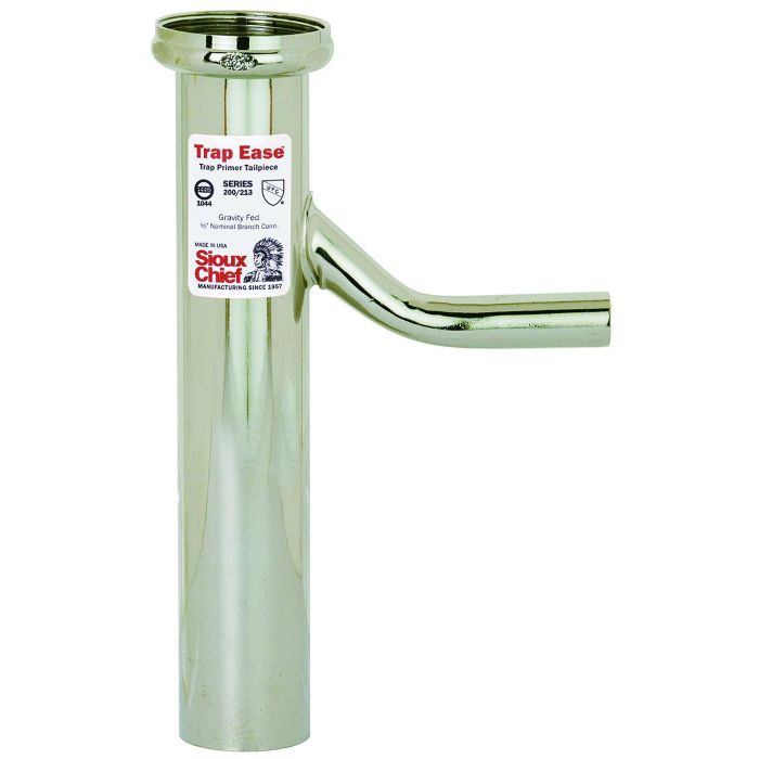 Sioux Chief 200-092 Trap-Ease Trap Primer Tailpiece, 1-1/2 in, 8 in L, Direct Connection, Brass, Domestic