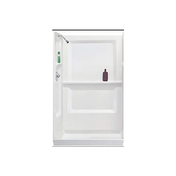Mustee 748-34WHT Durawall Fiberglass 34-in x 48-in Shower Walls, White