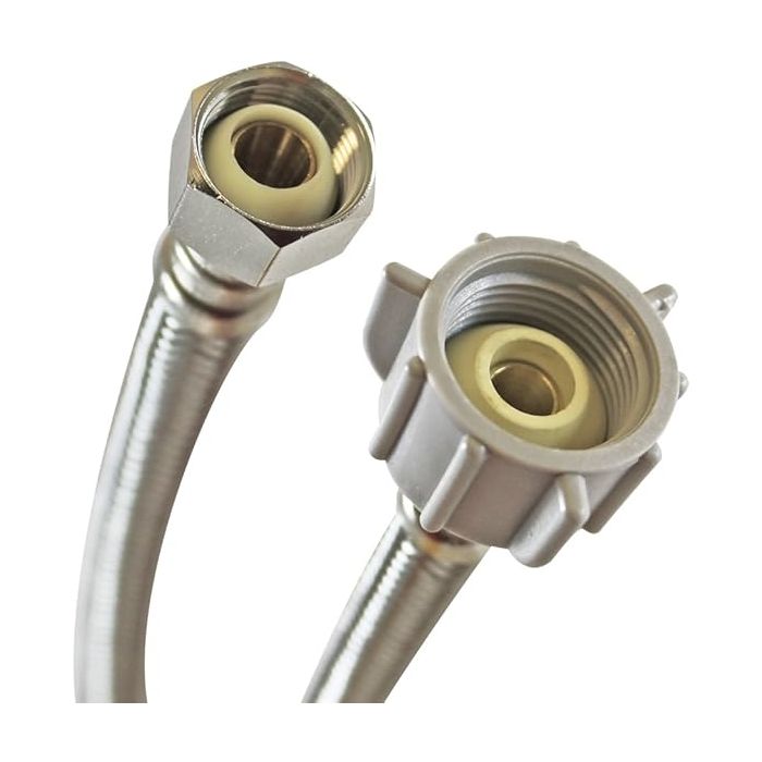 Fluidmaster B3T12 Toilet Connector, Braided Stainless Steel - 1/2 Female Compression Thread x 7/8 Ballcock Thread, 12-Inch Length