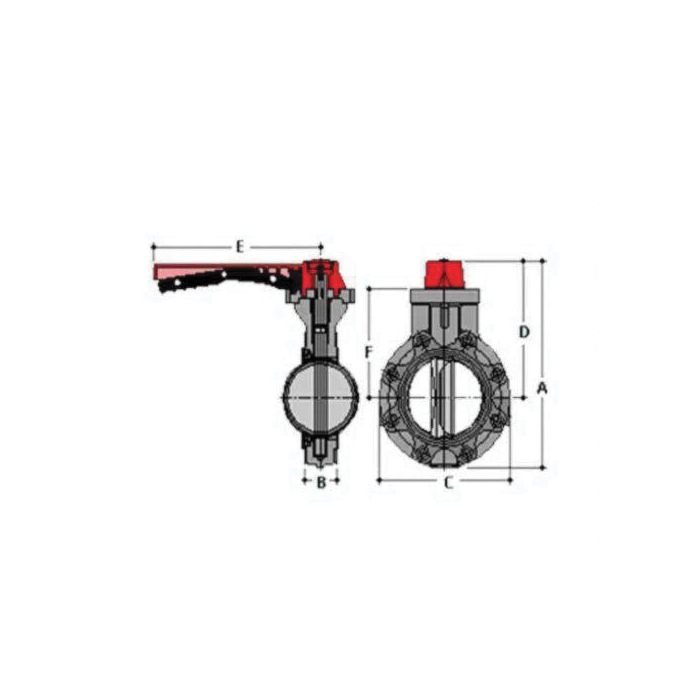 Spears 721311-020 Standard Butterfly Valve, 2 in Nominal, 150 lb, PVC Body, Buna-N Softgoods, Domestic