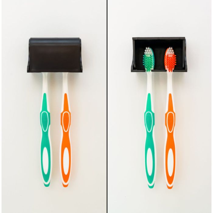 Camco 57202 Pop-A-Toothbrush, 2-Brush, Black Bilingual - 