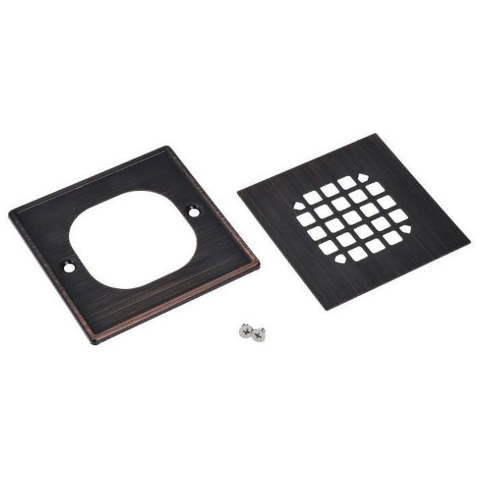 Oatey 42338 4.25 X 4.25 In. Oil Rubbed Bronze Square Snap-Tite Shower Strainer