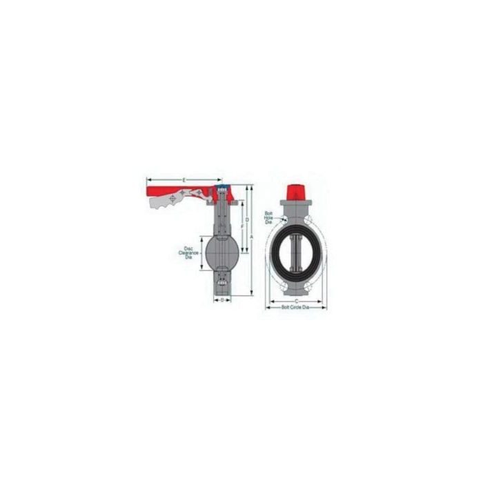 Spears 752311-080C Butterfly Valve, 8 in Nominal, 150 lb, CPVC Body, EPDM Softgoods, Domestic
