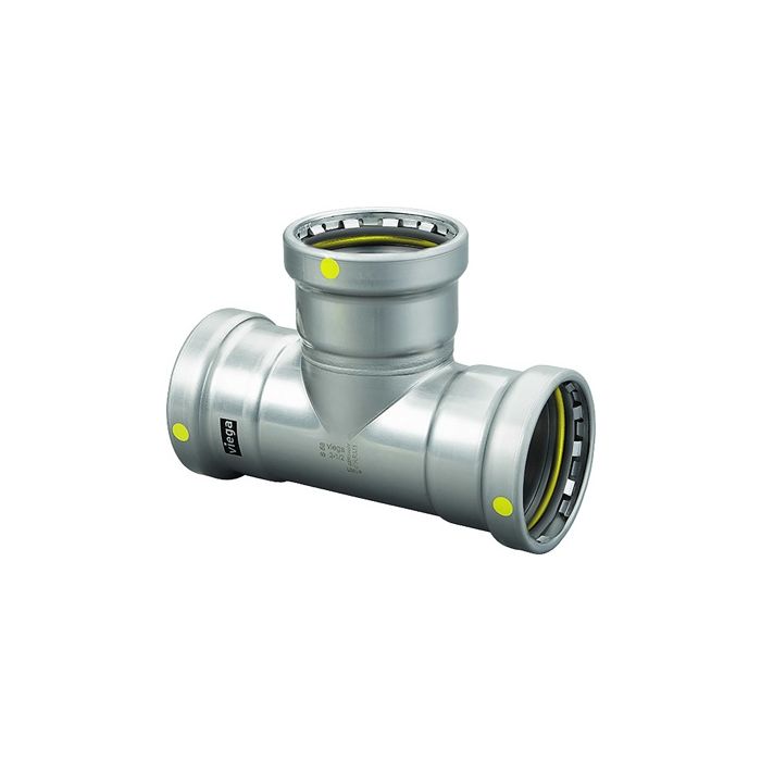 Viega 28720 MegaPress Model 6618XL Tee, 4 x 4 x 3 in Nominal, Press End Style, Carbon Steel, Import