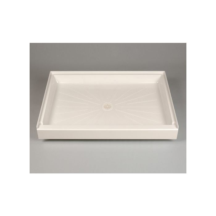 Mustee 3448BT 34-in L x 48-in W x 4.5-in H Shower Base in Biscuit