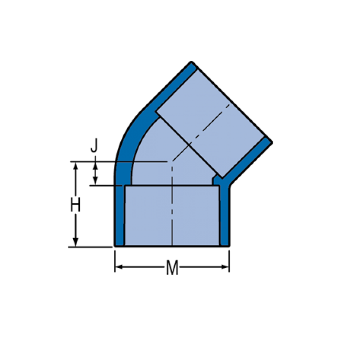 Spears 817-010BL 1 in PVC LE 45 deg Elbow Socket SCH80