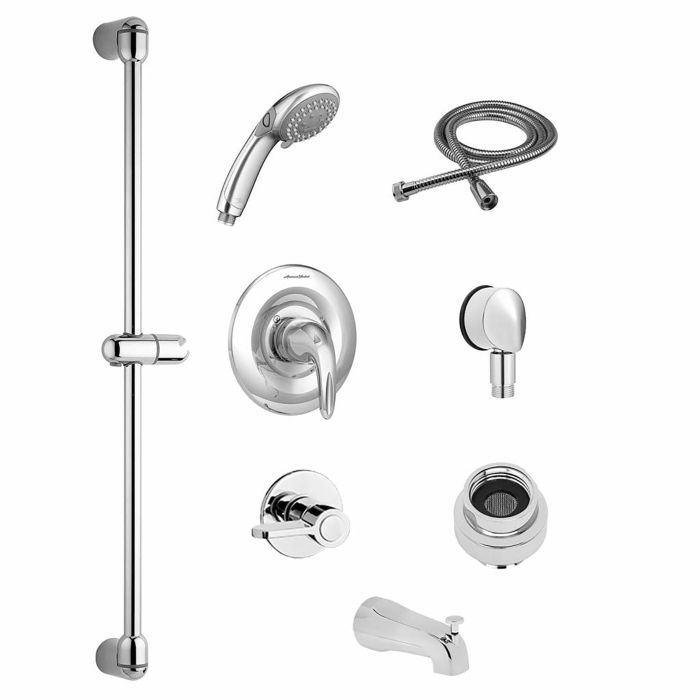 American Standard TU662225.002 Commercial Shower System Trim Kit 2.5 gpm/9.5 Lpm With 36-Inch Slide Bar, Hand Shower and Tub Spout
