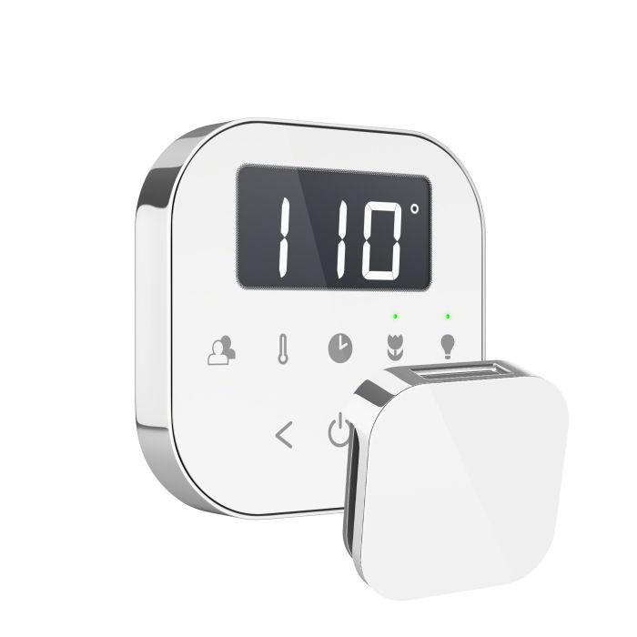 Mr.Steam AIRTWH-PC AirTempo® Steam Shower Control in White with Polished Chrome