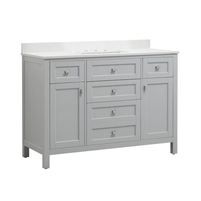 Cahaba CA101014 Juniper 48 in. Vanity in Dove Gray with Engineered Stone Top & Ceramic Basin
