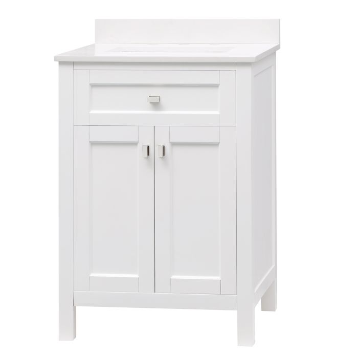 Cahaba CA101016 Juniper 24 in. Vanity in White with Engineered Stone Top & Ceramic Basin