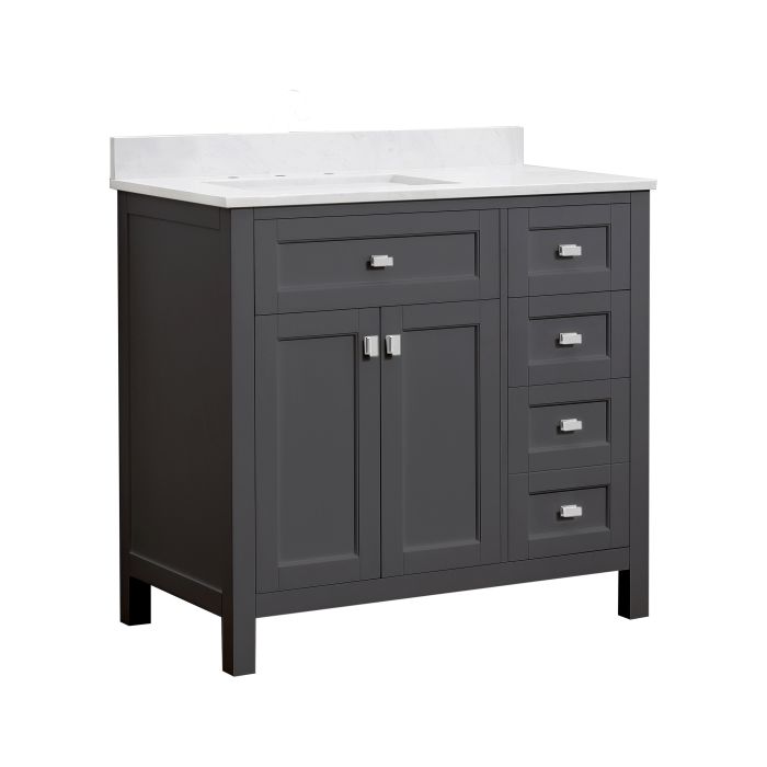 Cahaba CAVJUN36CG Juniper 36 in. Vanity in Charcoal Gray with Engineered Stone Top and Ceramic Basin