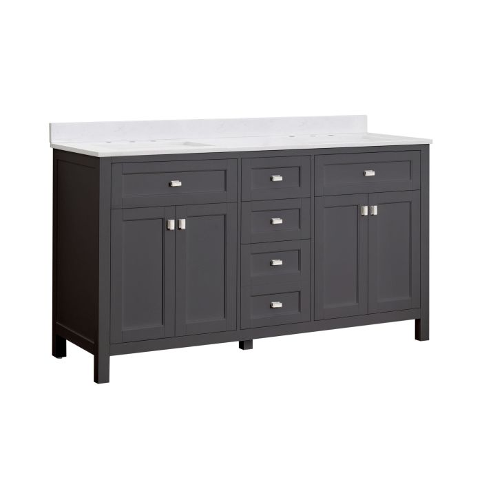 Cahaba CAVJUN60CG Juniper 60 in. Double Vanity in Charcoal Gray with Engineered Stone Top and Ceramic Basins