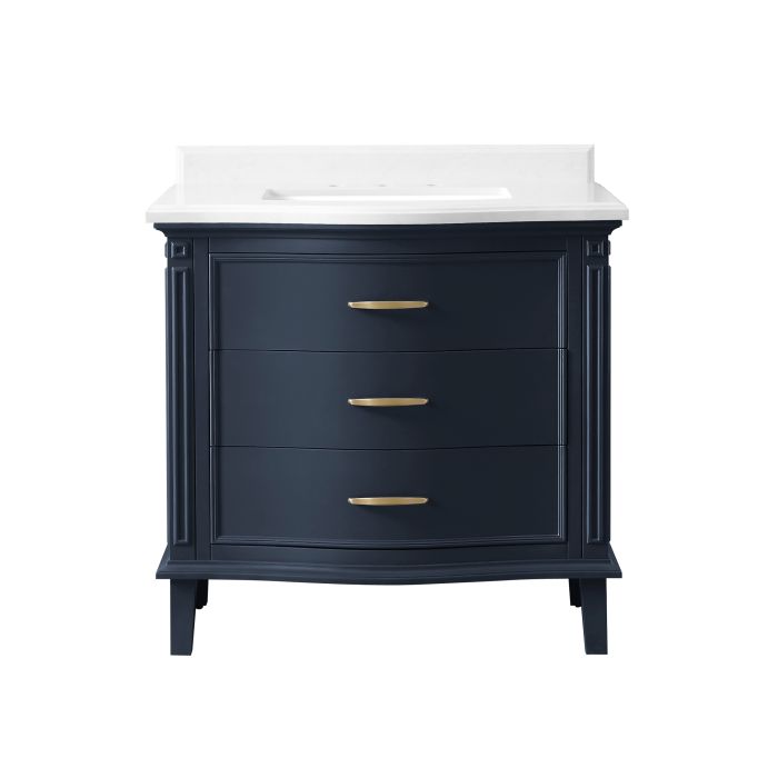 Cahaba CAVMIR36MB Mira 36 in. Vanity in Midnight Blue with Engineered Stone Top & Ceramic Basin