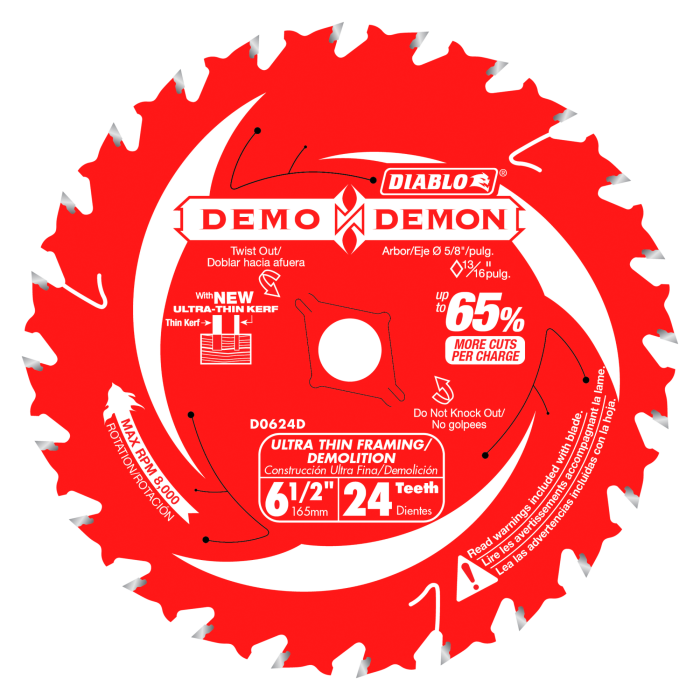 Diablo D0624DA 6-1/2 in. 24-Tooth Ultra-Thin Framing/Demolition Saw Blade