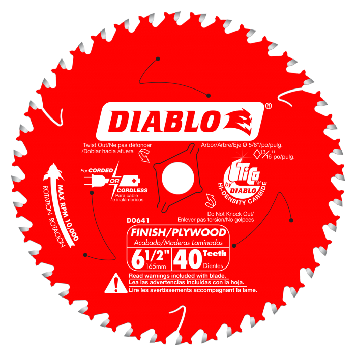 Diablo D0641A 6-1/2 in. x 40 Tooth Finish Trim Saw Blade