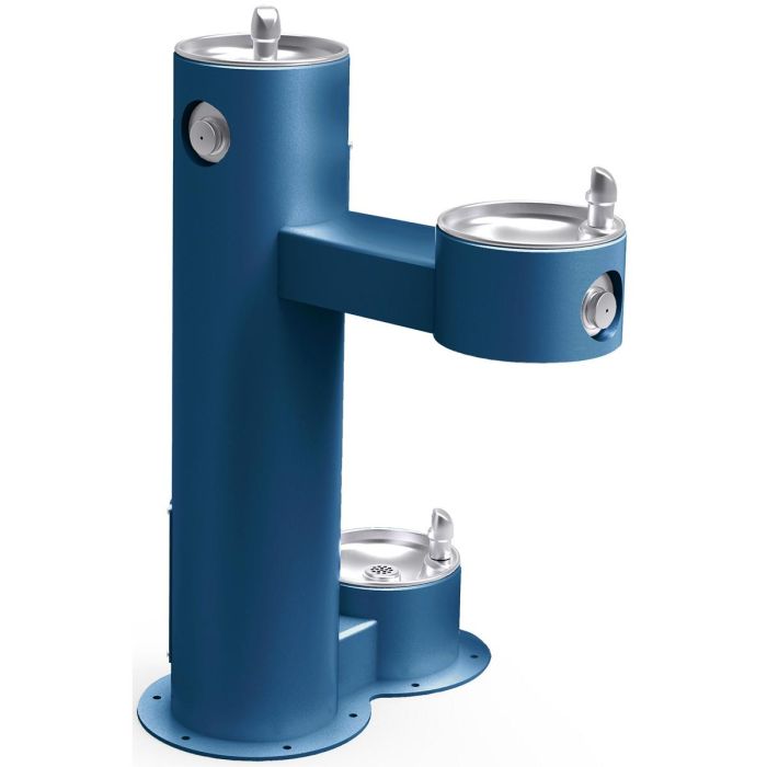 Elkay LK4420DBFRKBLU Outdoor Fountain Bi-Level Pedestal with Pet Station, Non-Filtered Non-Refrigerated, Freeze Resistant, Blue