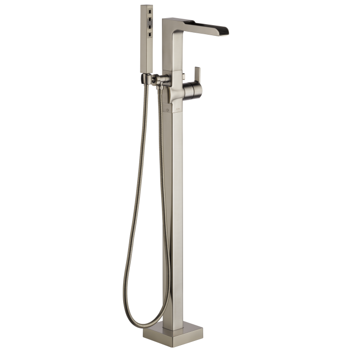 Delta T4768-SSFL Single Handle Floor Mount Channel Spout Tub Filler Trim with Hand Shower