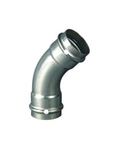 Viega 85447 Propress® 45 Deg Pipe Elbow, 1/2 In, Press, 304 Stainless Steel, Fkm Seal, Import