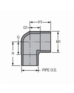 Spears 809-005C Standard 90 deg Elbow, 1/2 in, Spigot x Socket, SCH 80/XH, CPVC, Domestic
