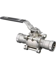 Viega 86410 Model 5975.8 3-Piece Ball Valve, 1 in Nominal, Press End Style, 316 stainless steel Body, Full Port, FKM/PTFE Softgoods, Import
