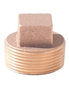 Brass Ftg XNL117-20 XNL117-20 Cored Square Head Plug, 1-1/4 in Nominal, MNPT End Style, 125 lb, Brass, Rough, Import