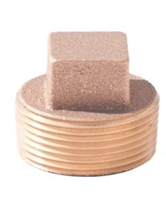 Brass Ftg XNL117-16 XNL117-16 Cored Square Head Plug, 1 in Nominal, MNPT End Style, 125 lb, Brass, Rough, Import