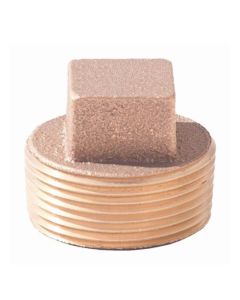 Brass Ftg XNL117-12, Cored Square Head Plug, 3/4 in Nominal, MNPT End Style, 125 lb, Brass, Rough, Import