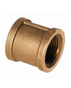 Brass Ftg XNL111-06 Straight Pipe Coupling, 3/8 in Nominal, FNPT End Style, 125 lb, Brass, Rough, Import