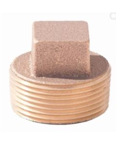 Brass Ftg XNL117A-06 Solid Square Head Plug, 3/8 In Nominal, MNPT End Style, 125 Lb, Brass, Rough, Import