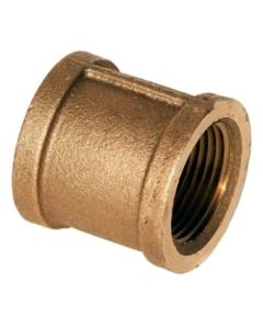 Brass Ftg XNL111-24 Straight Pipe Coupling, 1-1/2 in Nominal, FNPT End Style, 125 lb, Brass, Rough, Import