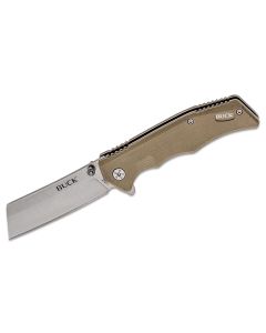 Buck Knives 0252TNS 252 Trunk Flipper Knife 2.875" Cleaver Plain Blade, Tan (Khaki) G10 Handles