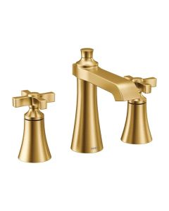 Moen TVS6985BG Lavatory Faucet Flara Widespread 8 to 16 Inch Spread 2 Cross WaterSense Brushed Gold
