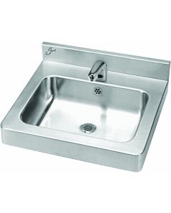 Just Manufacturing A-33338-S Stainless Steel, Wall, Bathroom Sink, With Faucet, Bowl Size 16 in x 11-1/2