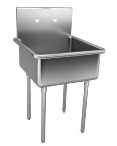 Just Manufacturing NSFB-124-2 Single Compartment 14ga T-304 Stainless Steel NSF Scullery Sink