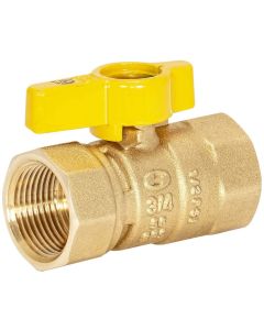 Ez-Flo 60011, Brass Straight Gas Ball Valve With 1/4-Turn Handle, 3/4" Fip