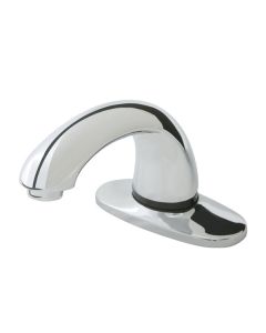 Rubbermaid 1818966 Milano Chrome Single Hole Deck Mounted Hands-Free Sensor Faucet with 3 3/4" Spout, Thermostatic Mixing Valve, and Supply Hoses