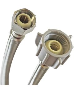 Fluidmaster B3T12 Toilet Connector, Braided Stainless Steel - 1/2 Female Compression Thread x 7/8 Ballcock Thread, 12-Inch Length