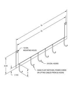 Zoeller 10-0438 304 Stainless Steel Float Switch Bracket Assembly For Use With Weighted Floats, 24 In L X 6-3/4 In W