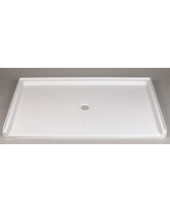 Mustee 3865 Caregiver 65 x 38 in. Single Threshold Center Drain Rectangle Shower Base, White