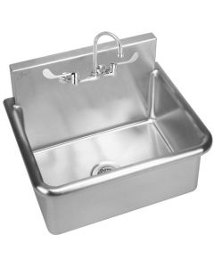 Just Manufacturing JS-122-T Single Compartment 14ga T-304 Stainless Steel Surgeons Wash Up Sink with Faucet and Drain