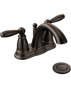 Moen 6610ORB Brantford Double Handle Centerset Bathroom Faucet - Pop-Up Drain Assembly and Valve Included