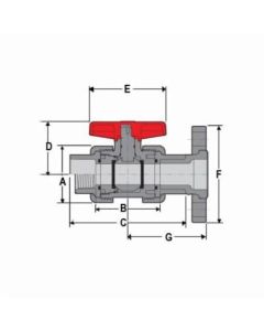 Spears 3623-030C True Union 2000 Standard Ball Valve, 3 in Nominal, Flanged End Style, CPVC Body, EPDM Softgoods, Domestic